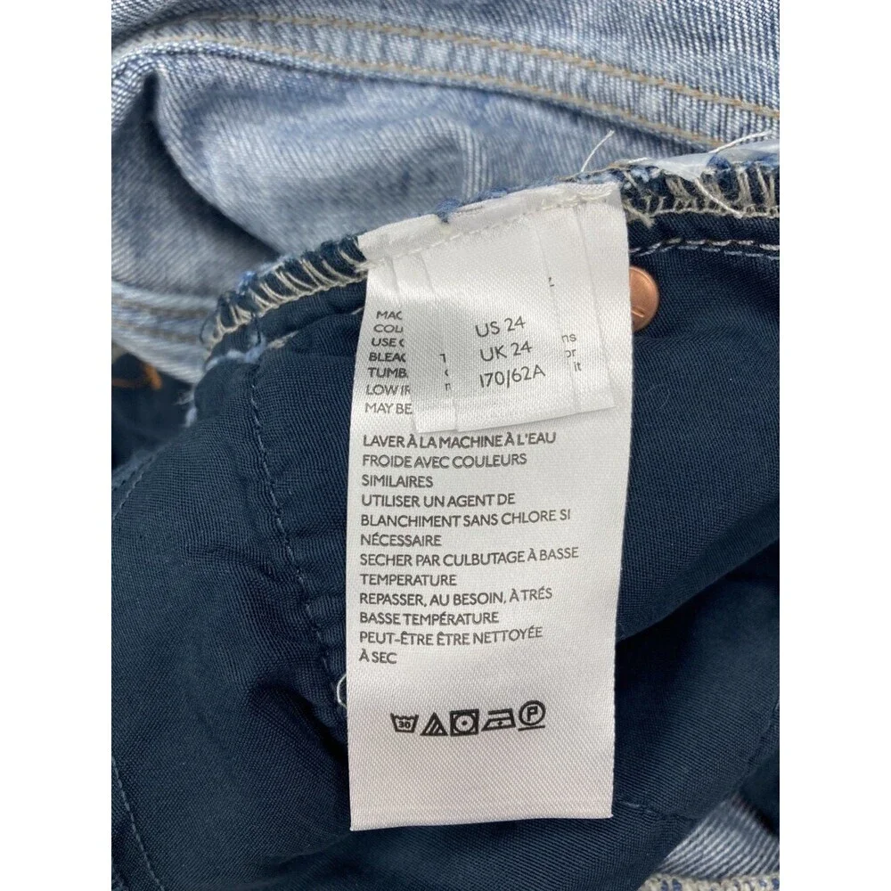 We the Free Jeans Women Size 24 Straight Leg Distressed‎ High Waist Regular Wash
